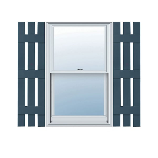 Ekena Millwork 12 in. W x 55 in. H Builders Edge, Three Board Spaced, Board-n-Batten Shutters, 036, Classic Blue, PR 070120055036 - main